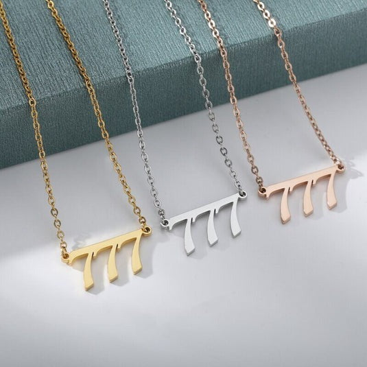 Celestial Harmony: Embrace Divine Guidance with Our Gold Angel Number 777 Pendant Necklace Collection