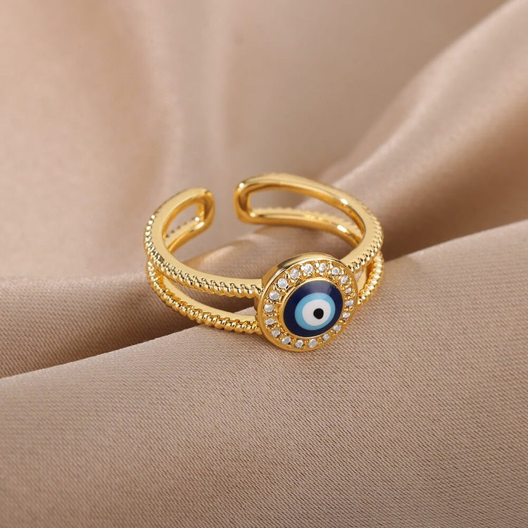 Mystical Fusion: Embrace Individuality with Our Dainty Gold Gothic Evil Eye Ring