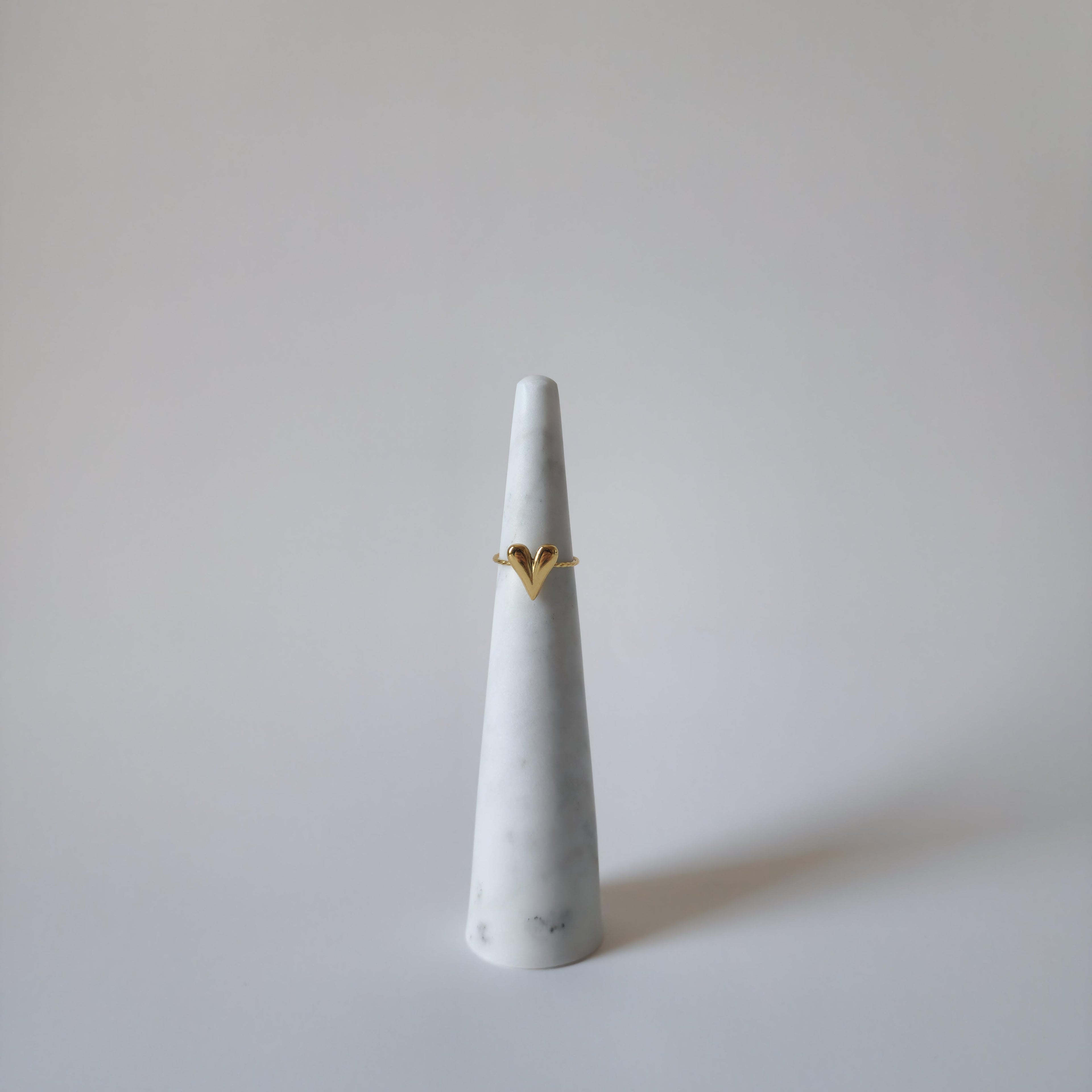 18K Gold Retro 90s Heart Ring Adjustable Open Band Vintage Women&