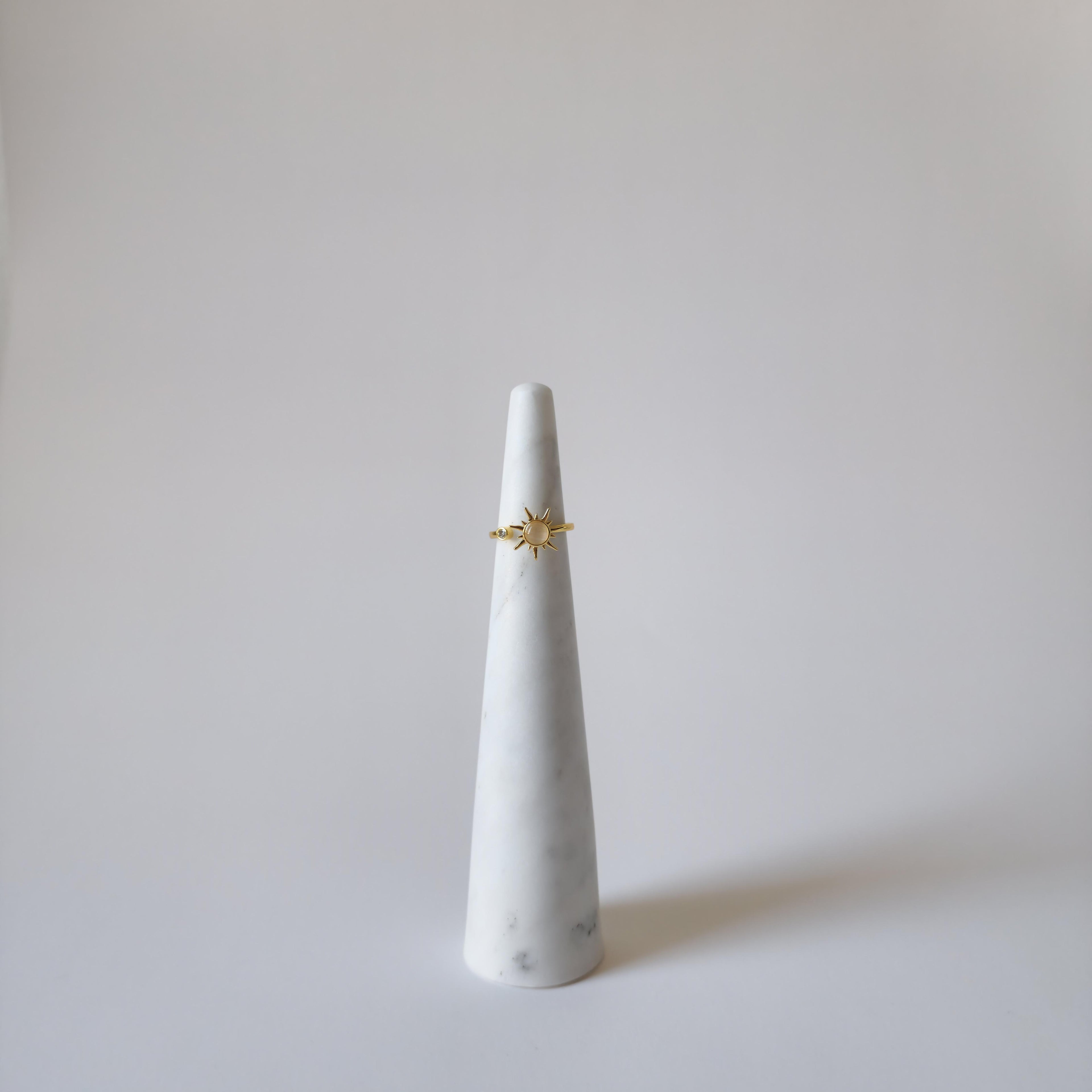 18K Gold Dainty Minimalist Sun Spinner Ring Adjustable Open Band Jewelry