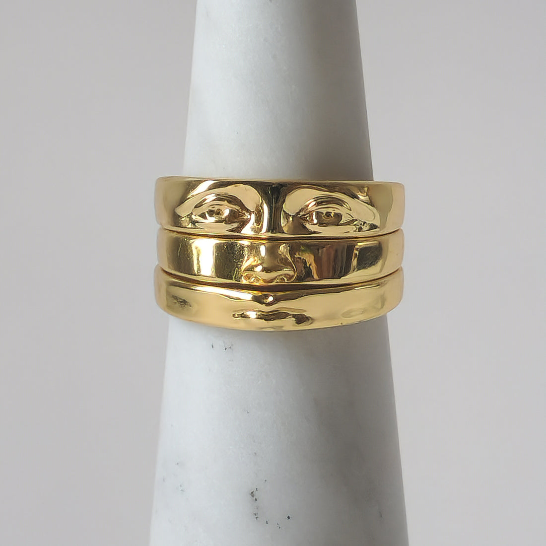 18K Gold Eye of David Triple Stack Ring for Women, Gothic Minimalist Stacking
