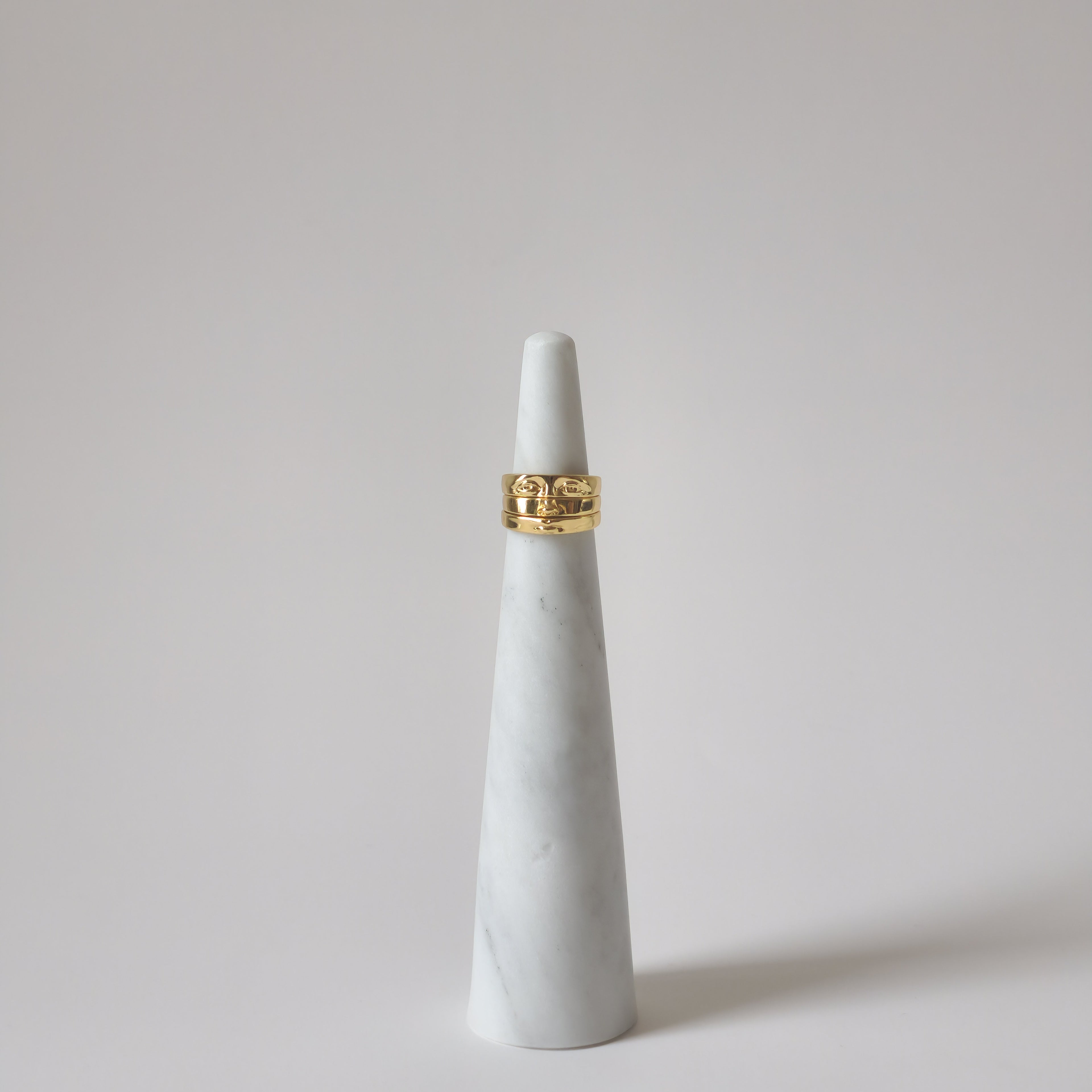 18K Gold Eye of David Triple Stack Ring for Women, Gothic Minimalist Stacking