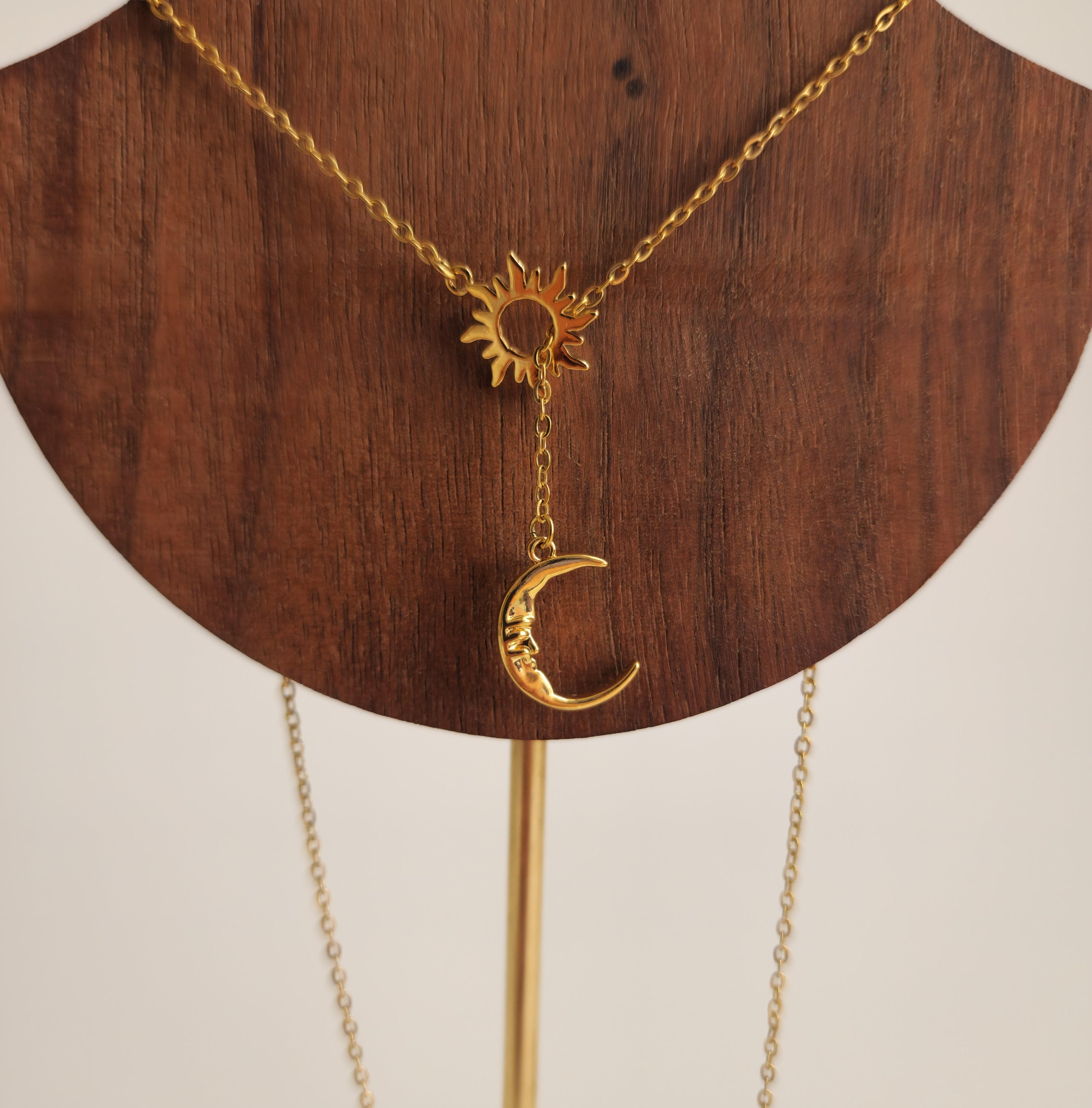 Sun & Moon Y Gold Necklace