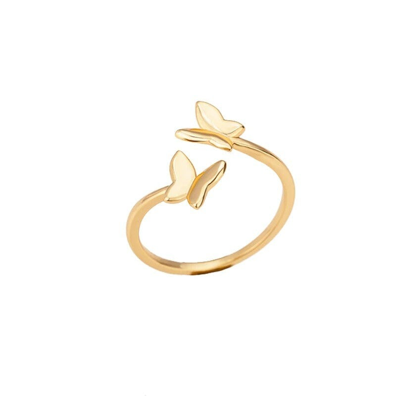 Punk Cute Butterfly, 18K Gold Ring, Dainty Minimalist Accessories, Delicate Handmade Jewelry for Women, Gift for Her