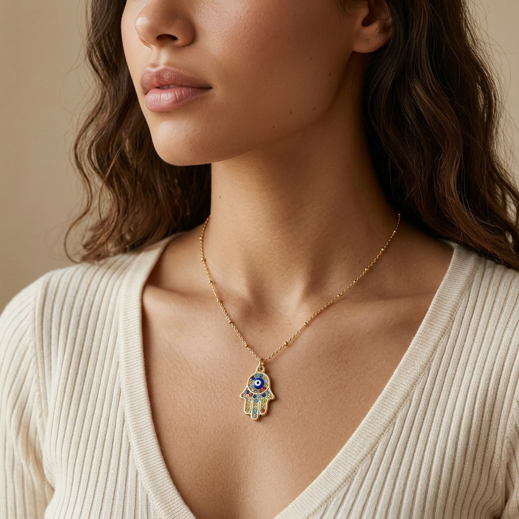 Evil Eye Hamsa Gold Necklace