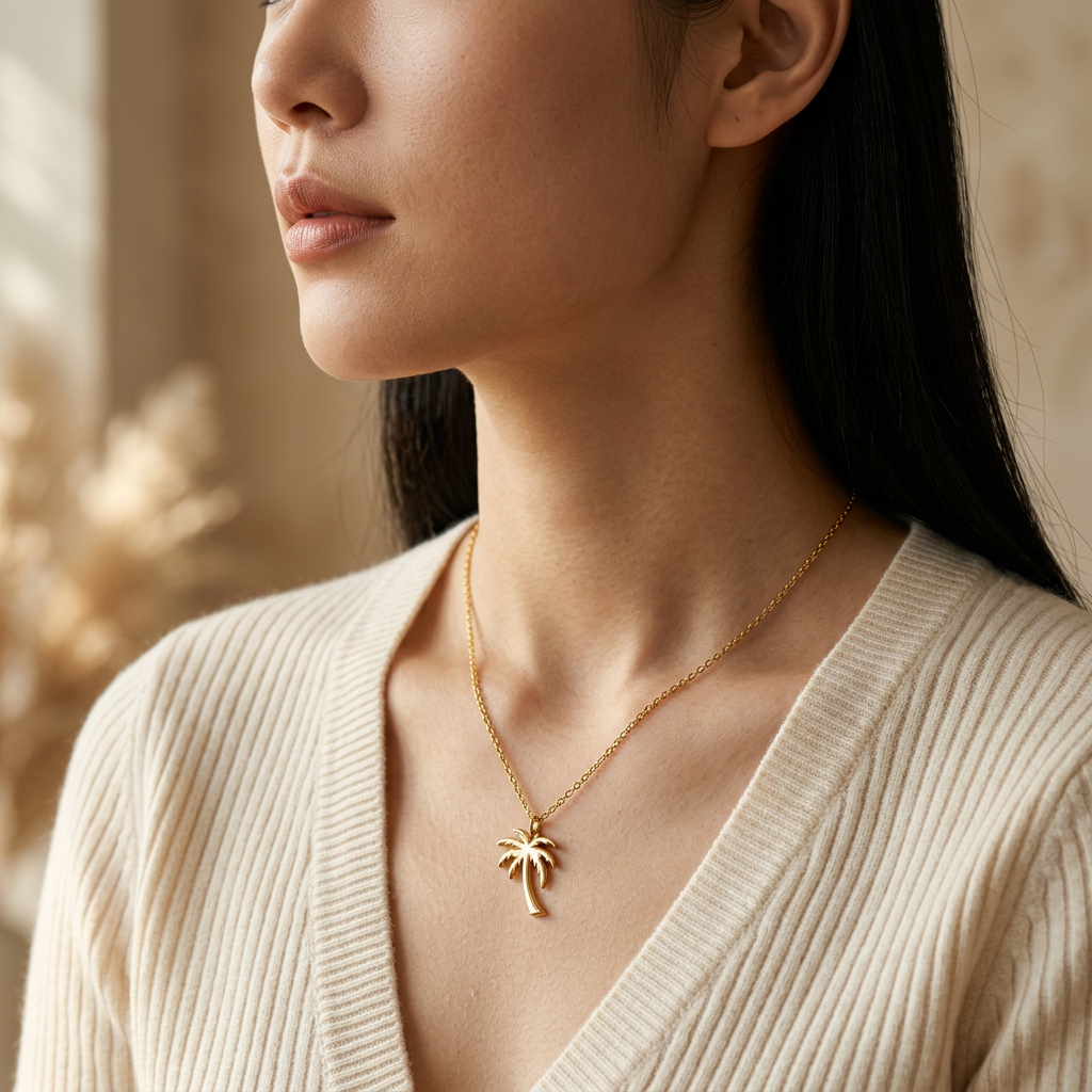 Palm Tree Gold Necklace