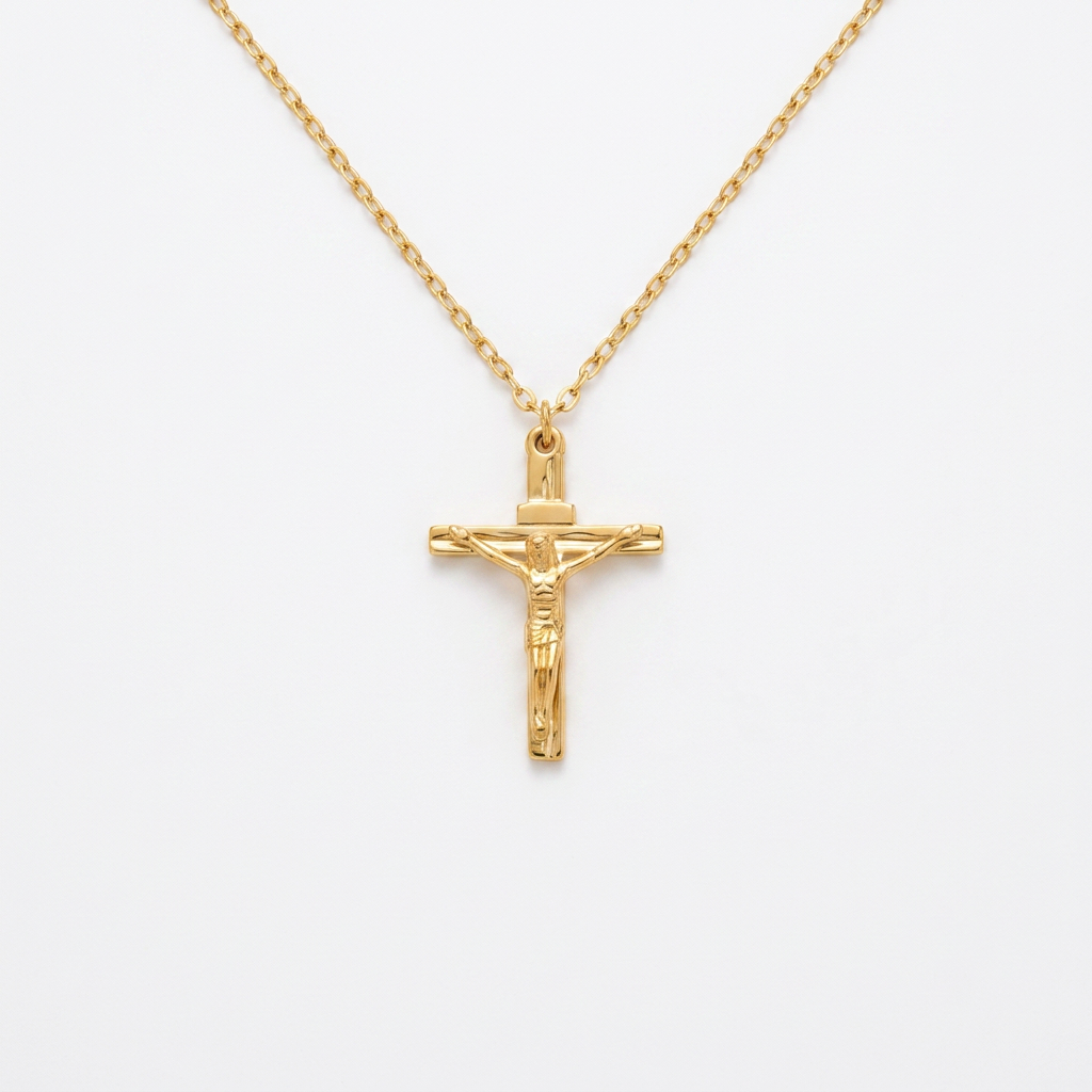 Jesus Cross Gold Necklace