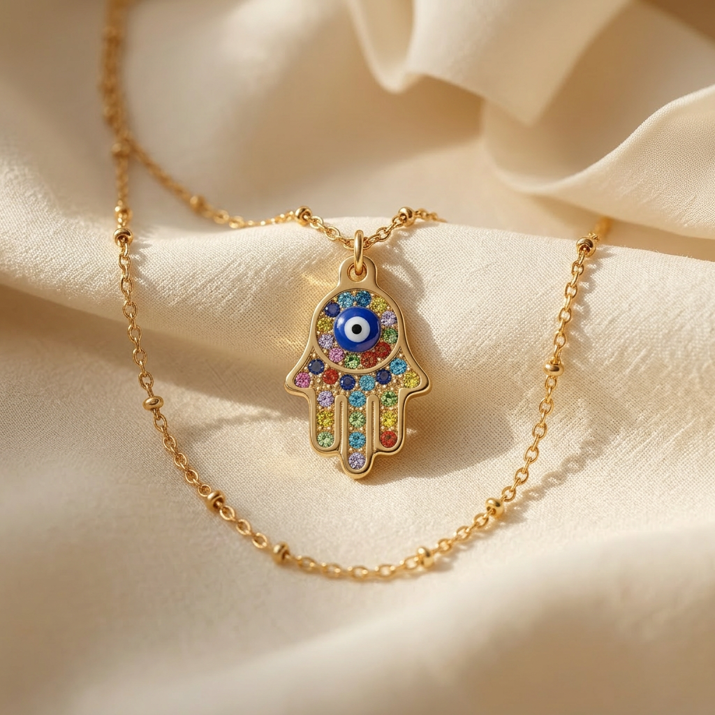Evil Eye Hamsa Gold Necklace