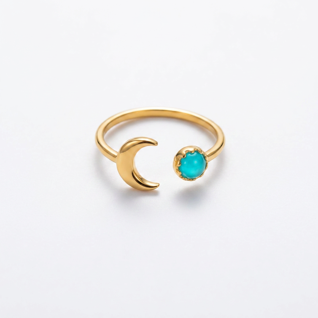 Turquoise Moon Gold Ring