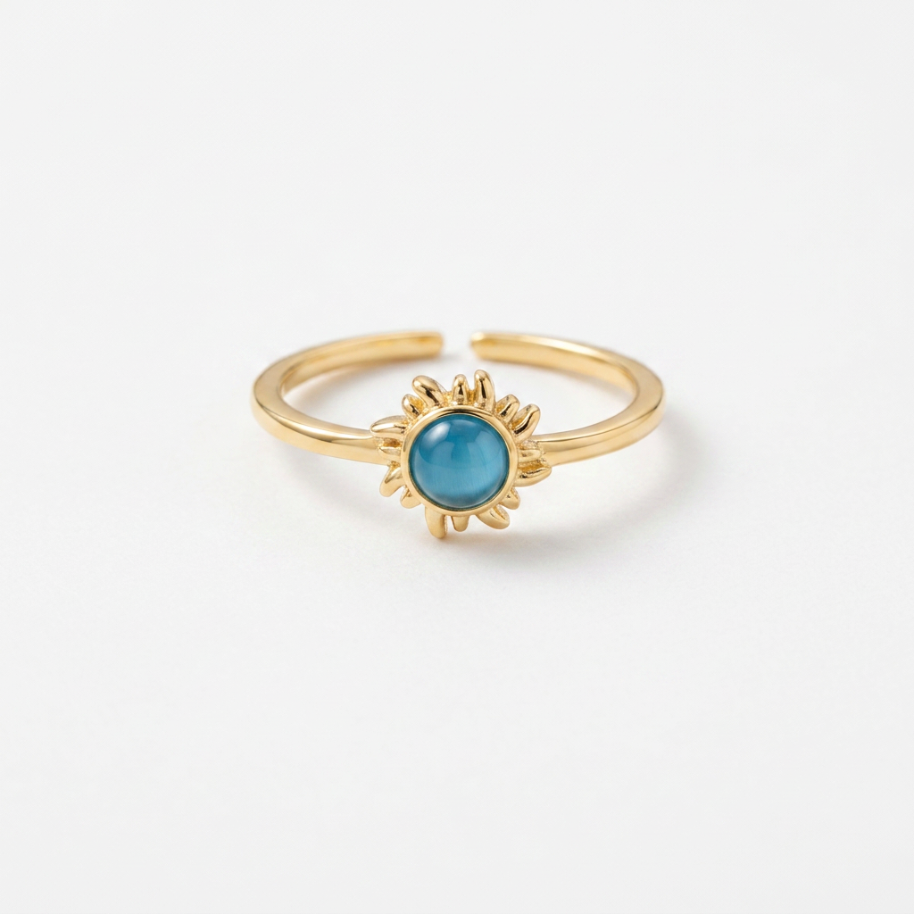 Blue Stone Sun Gold Ring