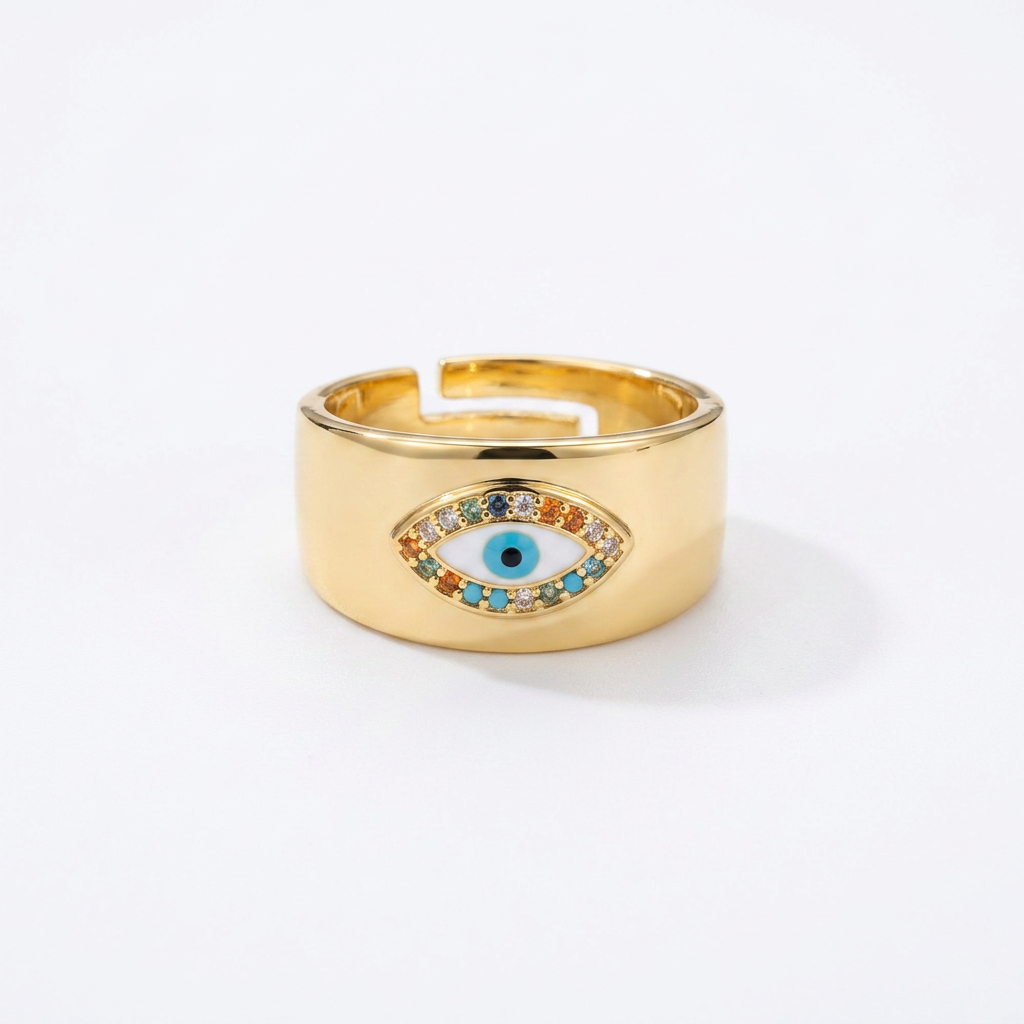 Evil Eye Gold Signet Ring