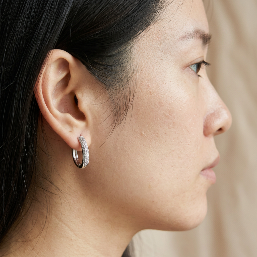 Pavé Silver Hoops