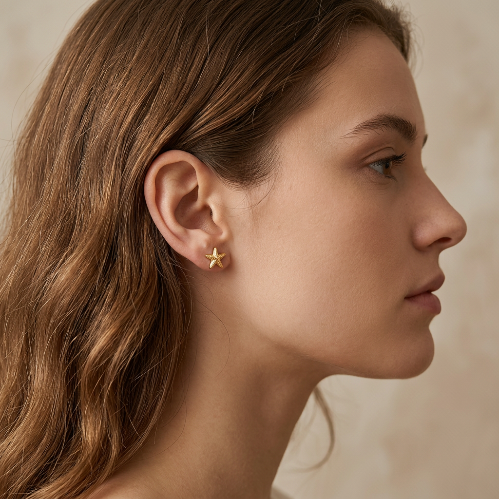Starfish Gold Stud Earrings
