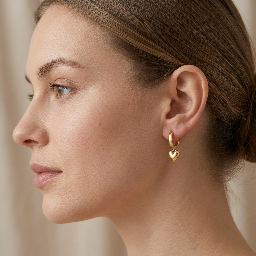 Heart Gold Hoops