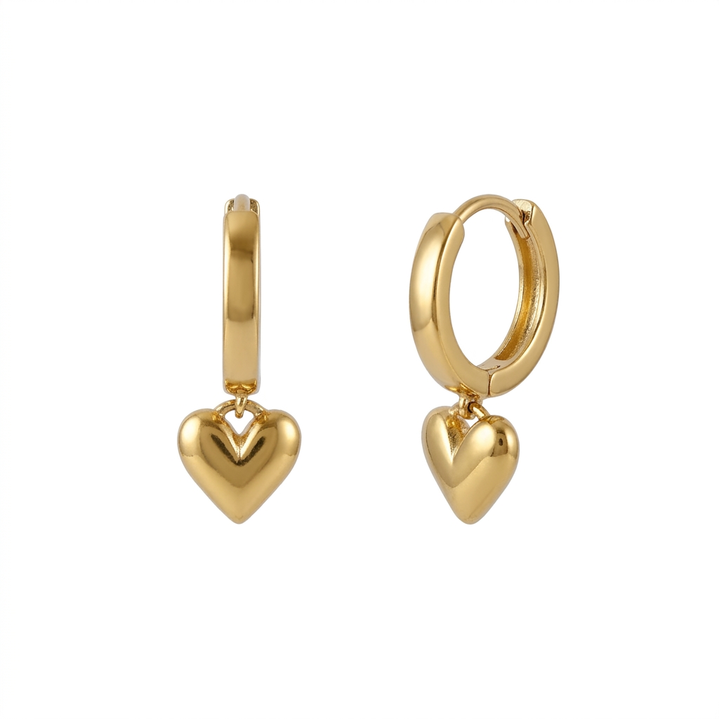 Heart Gold Hoops