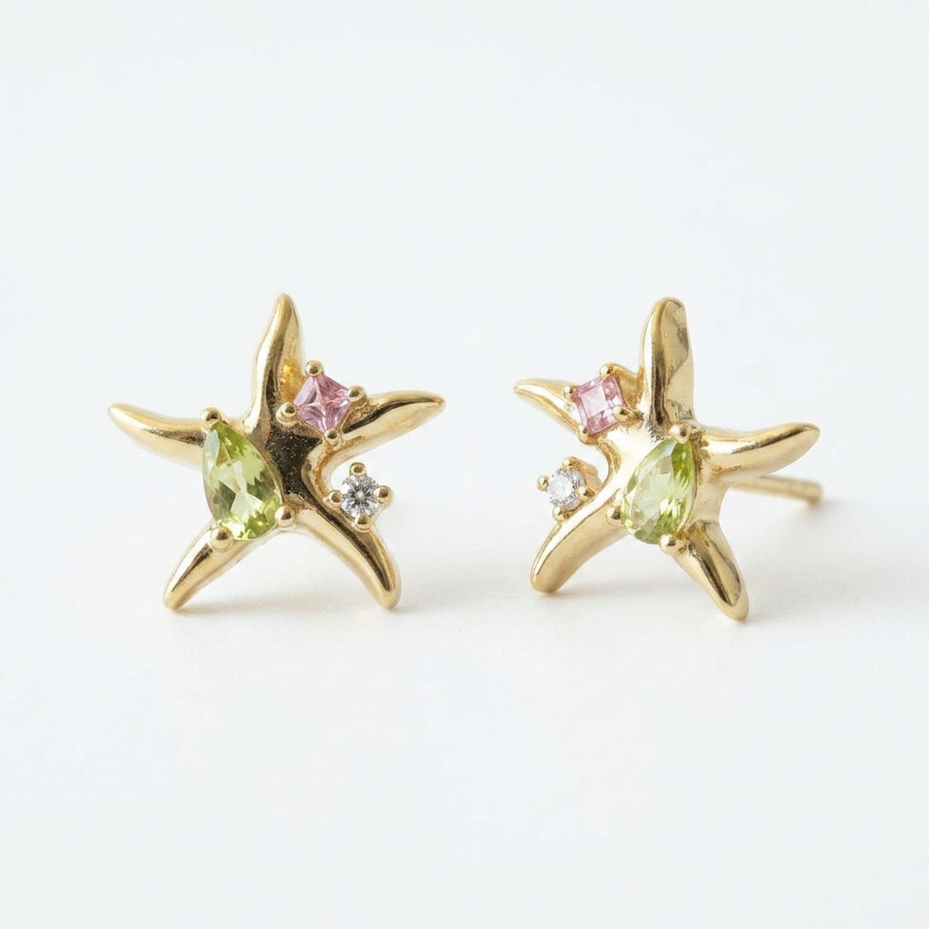 Abstract Star Gold Studs