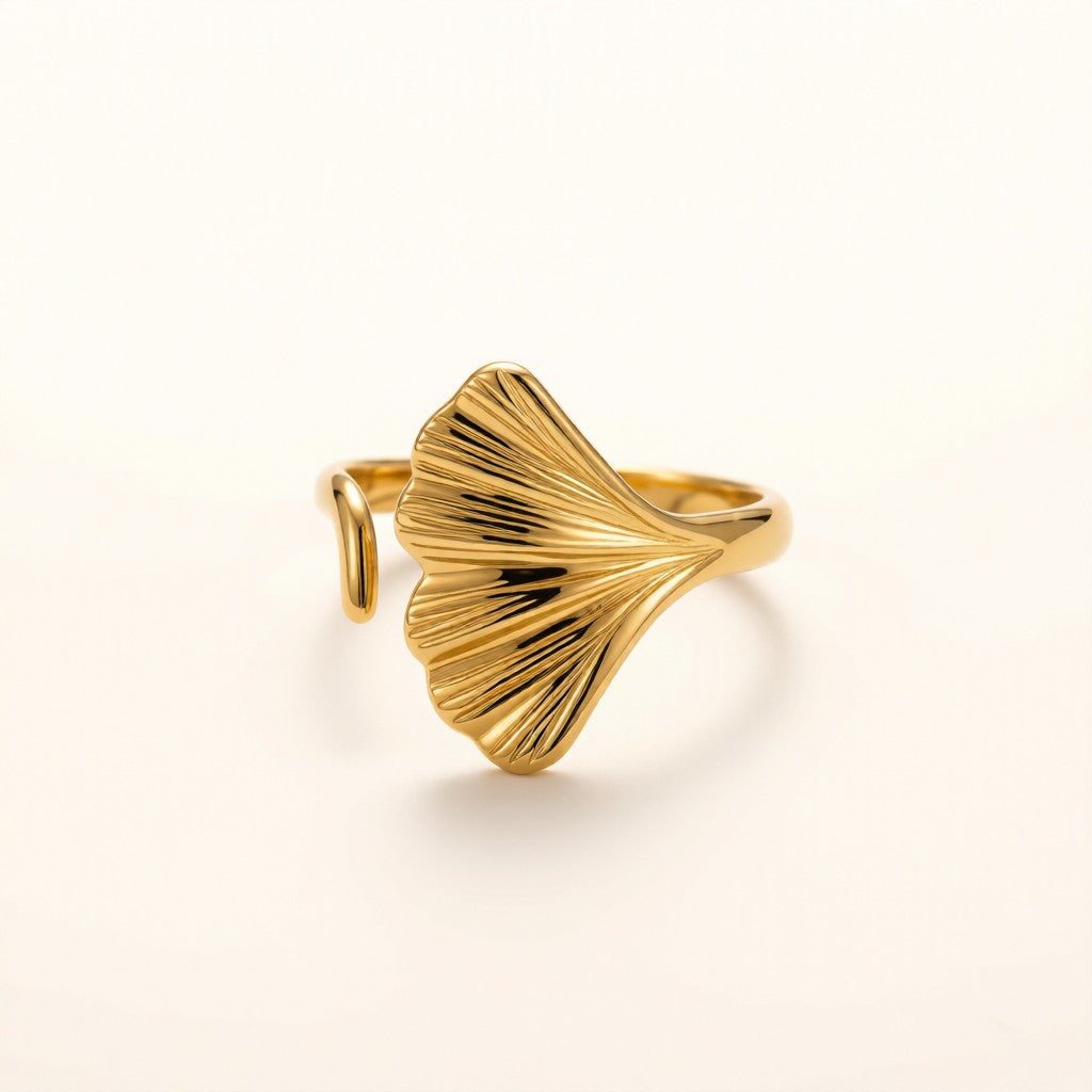 Ginkgo Leaf Gold Ring