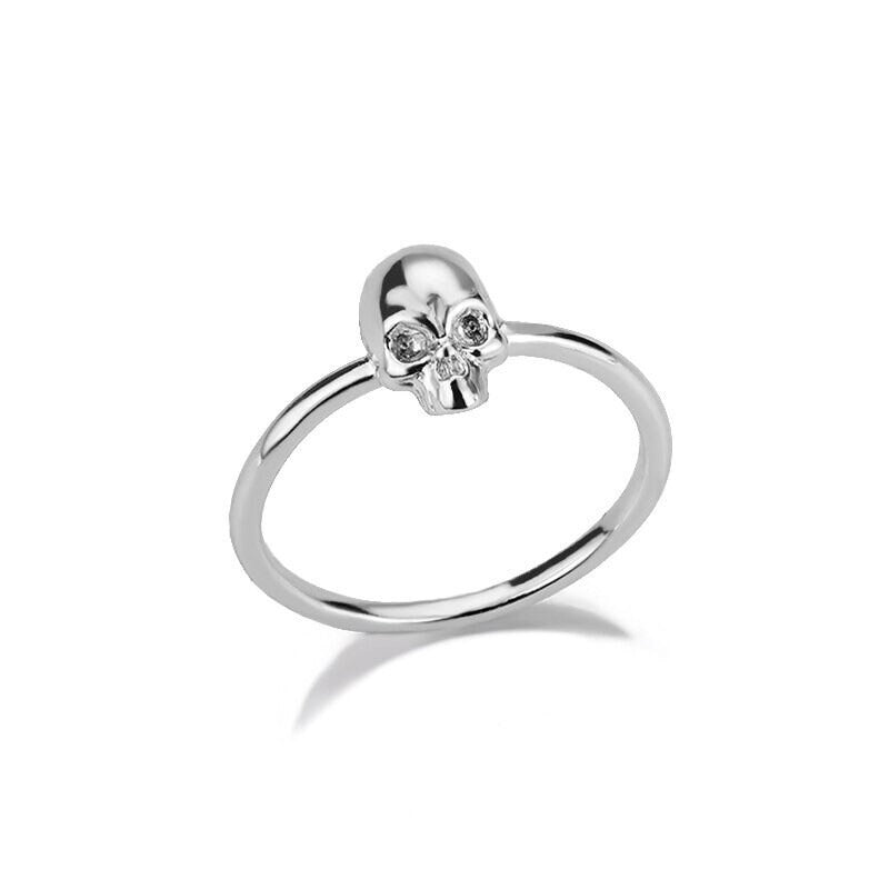 18K Gold Gothic Ring, Punk Skull Ring, Minimalist Skull Ring