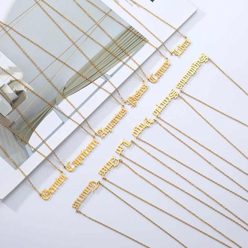 18K Gold Horoscope Necklace, Gold Horoscope Pendant, Horoscope Charm, Horoscope Fashion Necklace for Women, Gift for Her