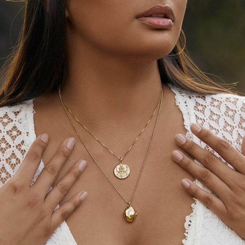 Greek Mythology Hecate Goddess, 18K Gold Plated Pendant For Women