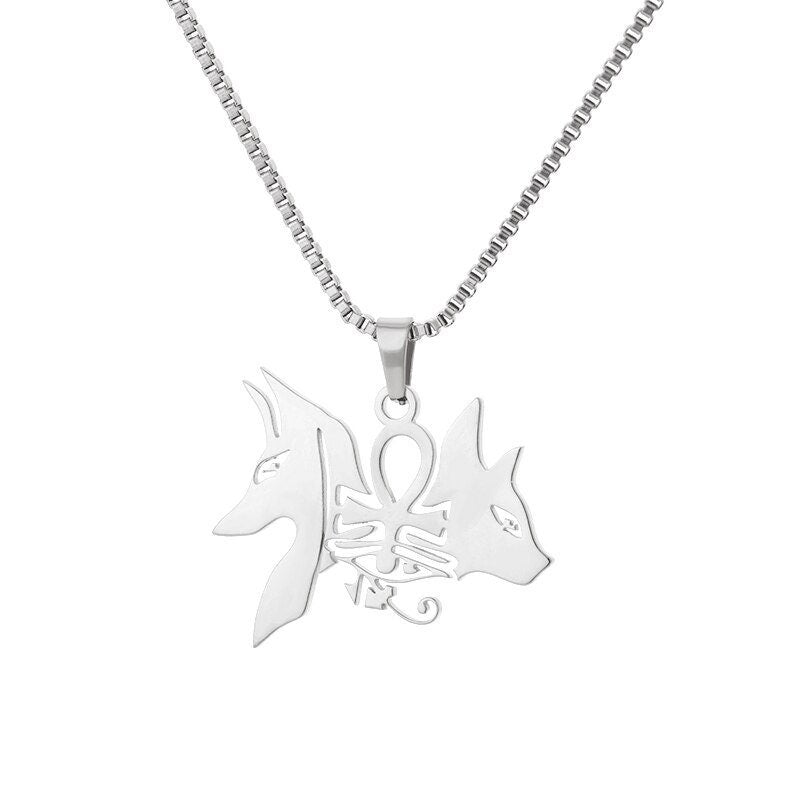 Punk Egyptian Anubis Pendant, Gold Anubis Cat Necklace, 18K Gold Gothic