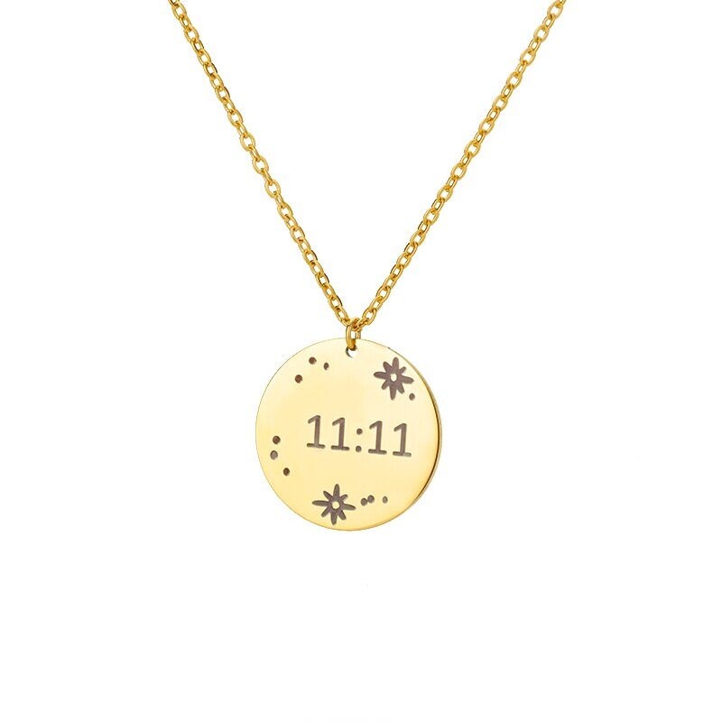 Angel Number 11:11 Coin Pendant, 18K Gold Angel Number Charm, Angel Number Necklace for Women, Gift for Her