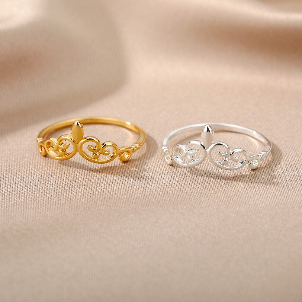 Elegant Tiara Ring, 18K Gold Crown Ring, 18K Gold Tiara Ring, Dainty Tiara Ring, Tiara Fashion Ring for Women, Gift for Her