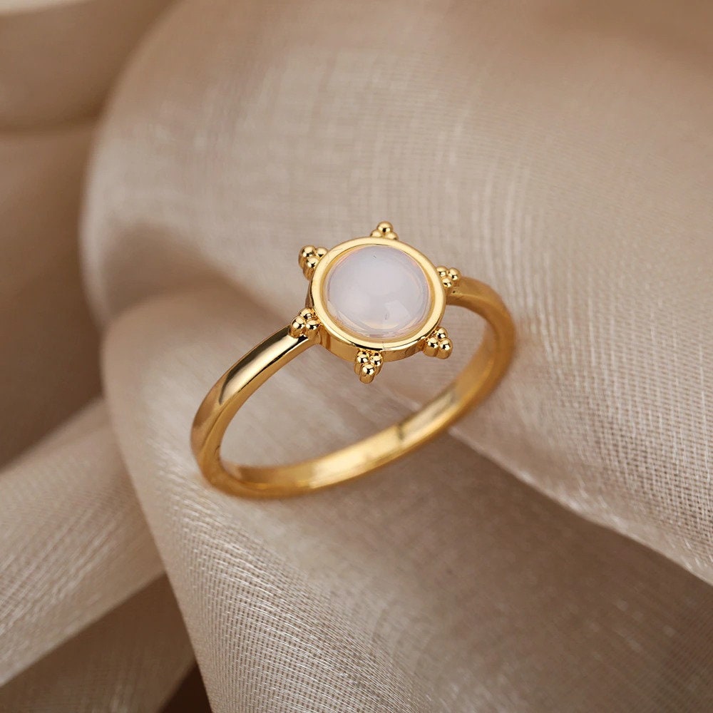 Anti Stress Ring, Anxiety Ring, Mood Tracker Ring, Sun Charm, 18K Gold Sun Ring, Gold Mood Tracker Ring for Women, Gift for Her