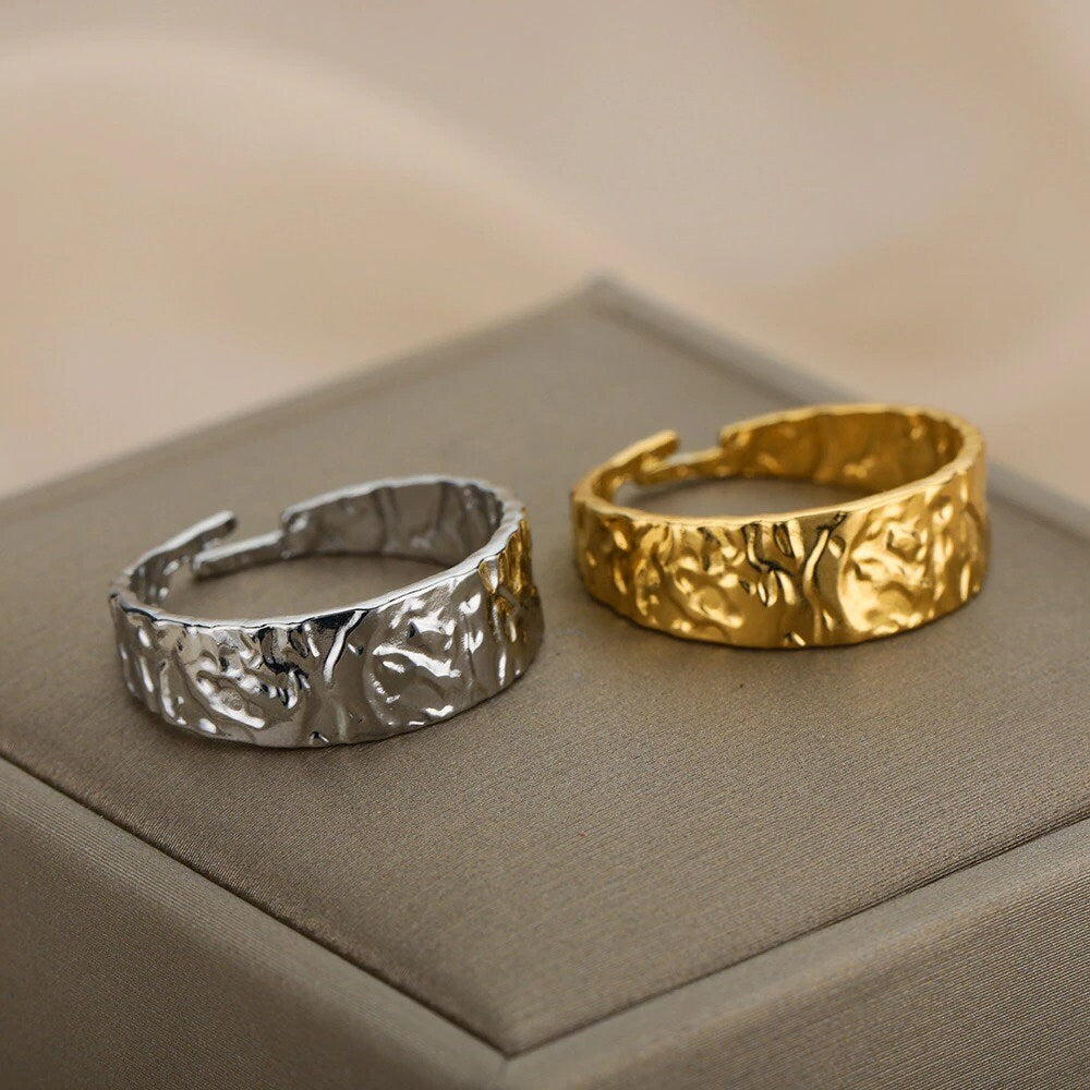 Punk Organic Ring, 18K Gold Organic Ring, Punk Party Ring, Punk Fashion Ring for Women, Gift for Her