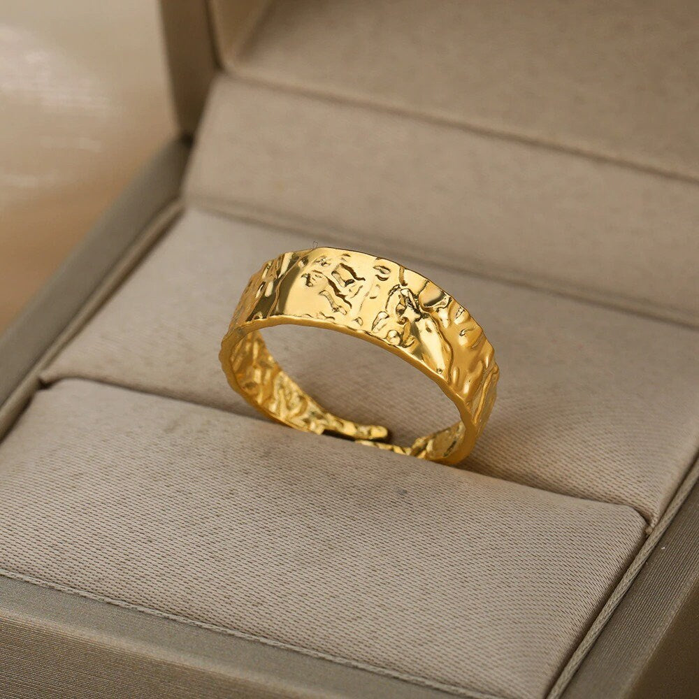 Punk Organic Ring, 18K Gold Organic Ring, Punk Party Ring, Punk Fashion Ring for Women, Gift for Her