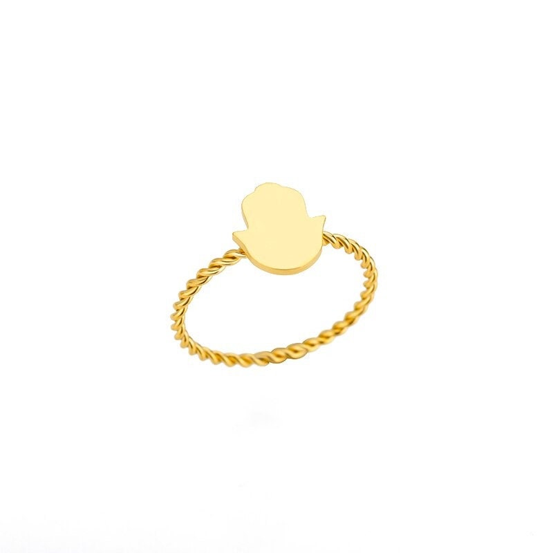Hamsa Ring, Dainty Hamsa Ring, 18K Gold Hamsa Ring, Fatima Ring, Fatima Fashion Ring for Women, Gift for Her