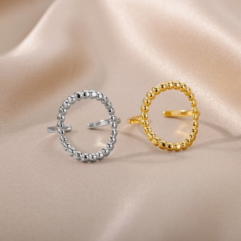 Punk Circle Ring, Punk Open Ring, 18K Gold Punk Circle Ring, Punk Fashion Ring for Women, Gift for Her