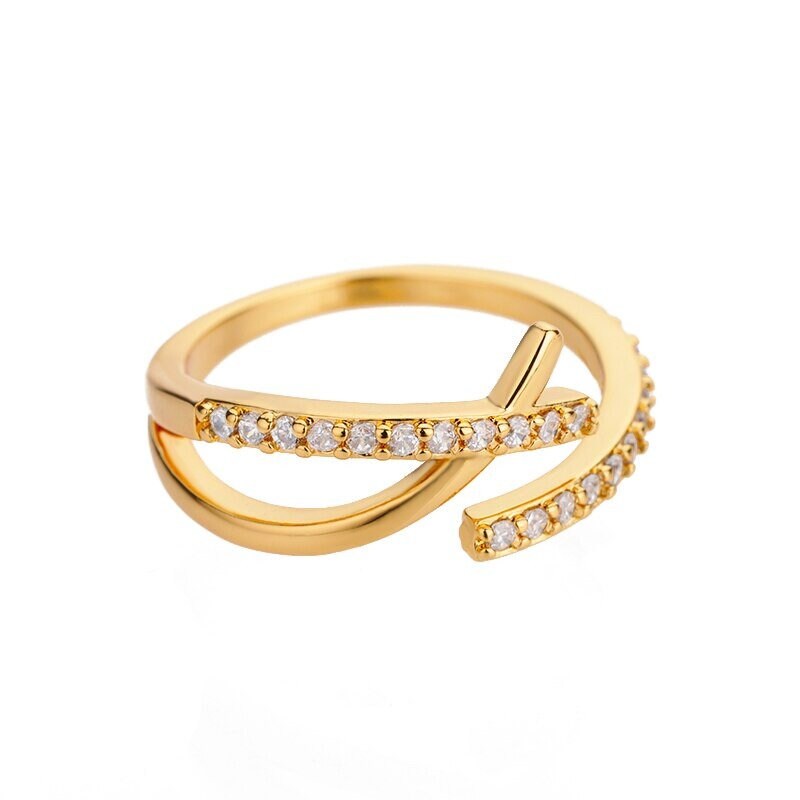 Punk Wrap Ring, Crystal Wrap Ring 18K Gold Wrap Ring, Wrap Fashion Ring for Women, Gift for Her