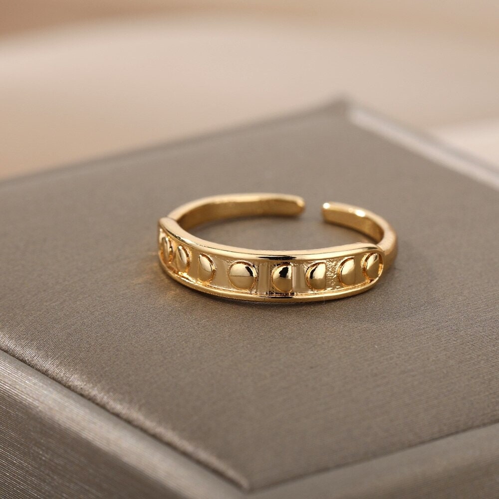Punk 18K Gold Ring, Gold Dots Ring, Gold Wrap Ring, Punk Fashion Ring for Women, Gift for Her