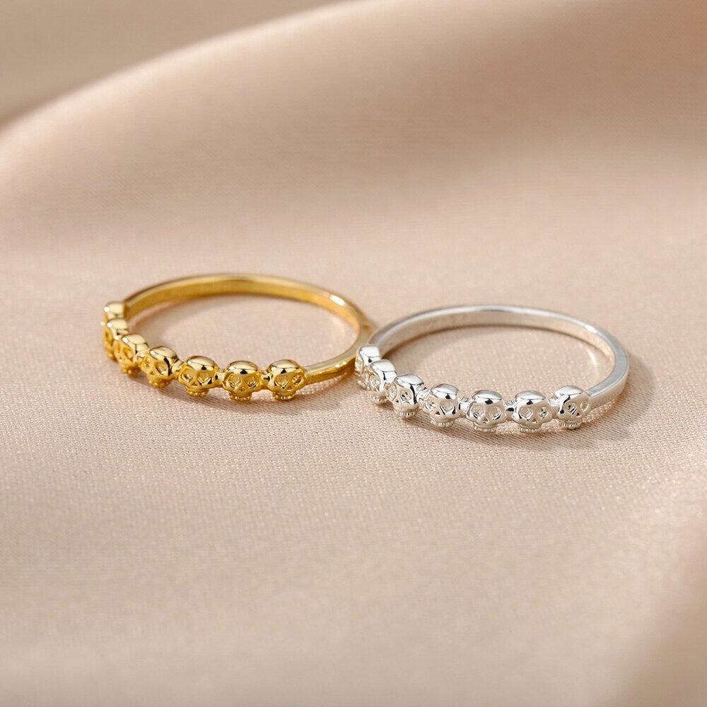Gothic Skull Fashion Ring, 18K Gold Punk Skull Ring, Dainty Skull Ring