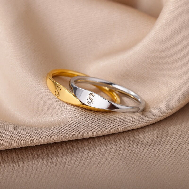 Dainty Initial Ring, 18K Gold Initial Ring, Minimalistic Initial Ring, Gold Letter Ring, Custom Fashion Ring for Women, Gift for Her