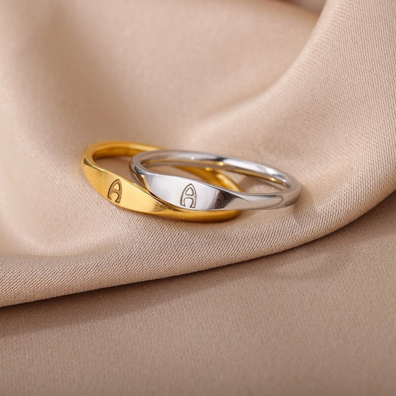 Dainty Initial Ring, 18K Gold Initial Ring, Minimalistic Initial Ring, Gold Letter Ring, Custom Fashion Ring for Women, Gift for Her