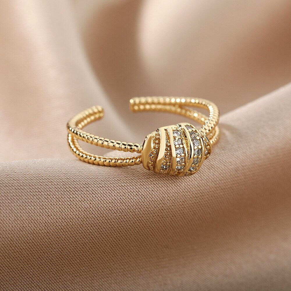 Punk Wrap Ring, Punk Twist Ring, 18K Gold Wrap Ring, Crystal Wrap Ring, Punk Fashion Ring for Women, Gift for Her