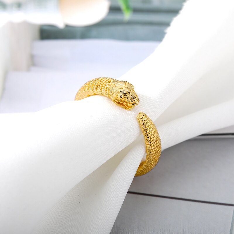 18K Gold Plated Handmade Goth Snake Adjustable Ring, Punk Snake Wrap Ring, Gift for Her
