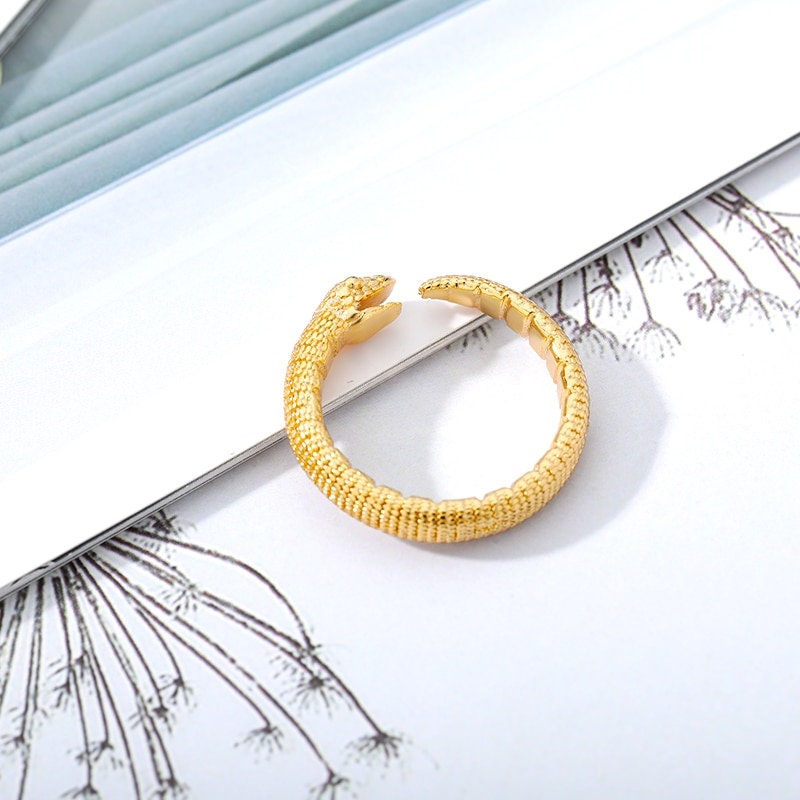 18K Gold Plated Handmade Goth Snake Adjustable Ring, Punk Snake Wrap Ring, Gift for Her