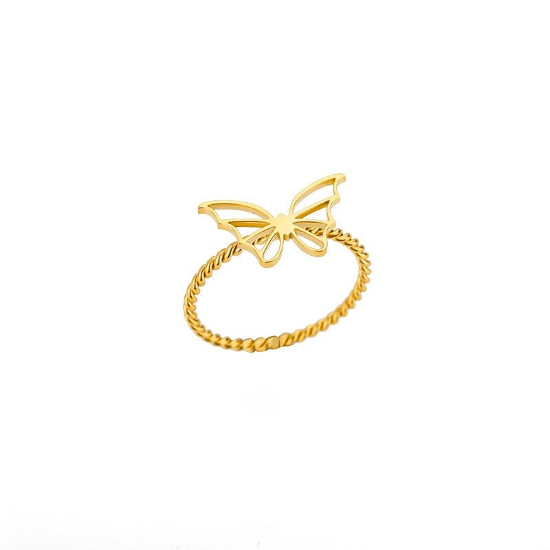 Dainty Butterfly Ring, 18K Gold Butterfly Ring, Butterfly Charm, Butterfly Fashion Ring for Women, Gift for Her
