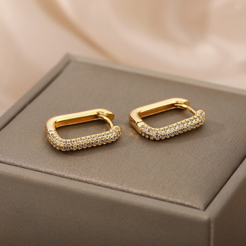 Punk Hoop Earrings, 18K Gold Hoop Earrings, Gold Clip Earrings, Punk Fashion for Women, Gift for Her