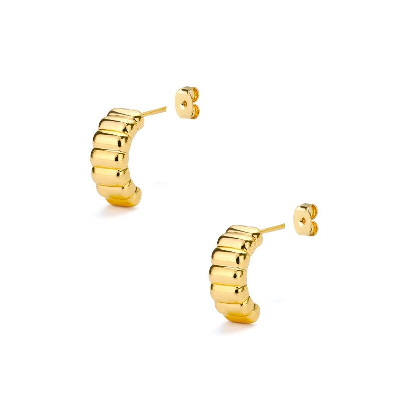 18K Gold Cuff Earrings, Punk Cuff Earrings, Punk Fashion Earrings for Women, Gift for Her