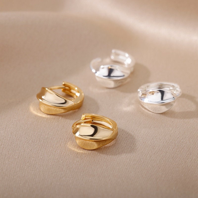 Twist Hoop Earrings, 18K Gold Twist Hoop Earrings, Punk Fashion for Women, Gift for Her