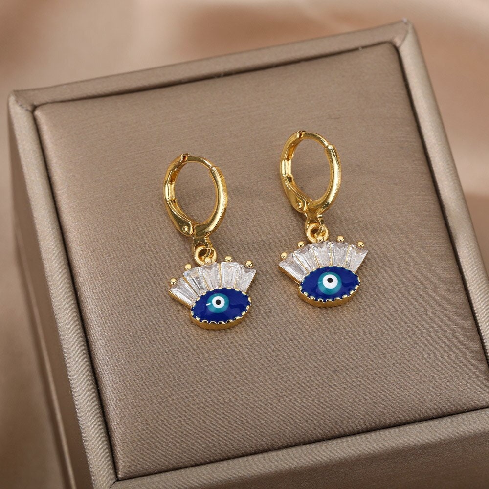 Gothic Evil Eye Earrings, Evil Eye Drop Earrings, Blue Evil Eye, Fashion Earrings for Women, Gift for Her