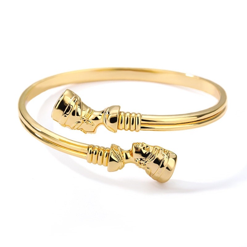 Egyptian Queen Bracelet, 18K Gold Egyptian Bangle, Nefertiti Bangle, Egyptian Bracelet for Women, Gift for Her