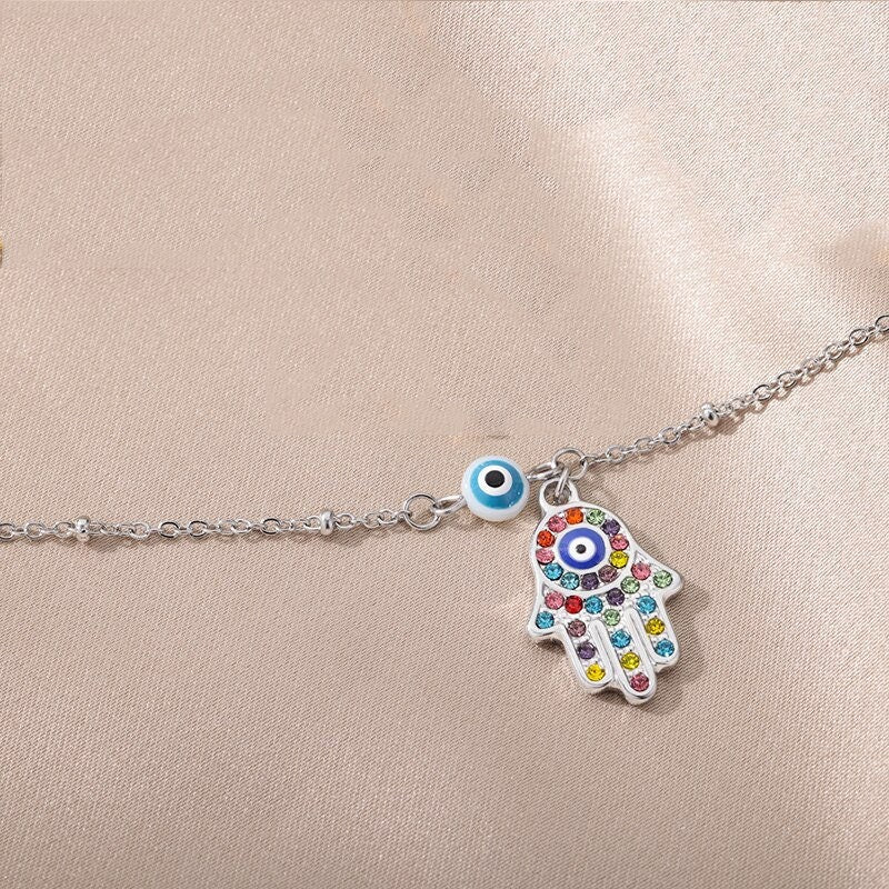 18K Gold Evil Eye Bracelet, Gothic Evil Eye, Fatima Bracelet, Hamsa Bracelet for Women, Gift for Her