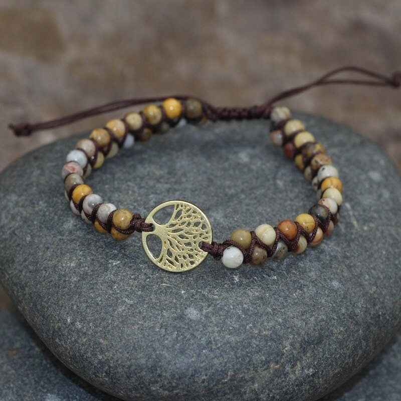 Tree of Life Beaded Bracelet, 18K Gold Beaded Kabala Bracelet, Kabala Bracelet for Women, Gift for Her