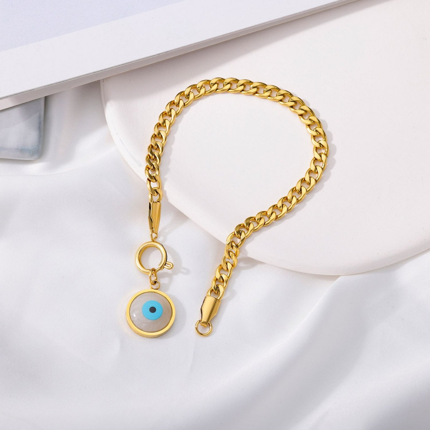18K Gold Evil Eye Bracelet, Evil Eye Enamel, Gothic Evil Eye, Evil Eye Bracelet for Women, Gift for Her