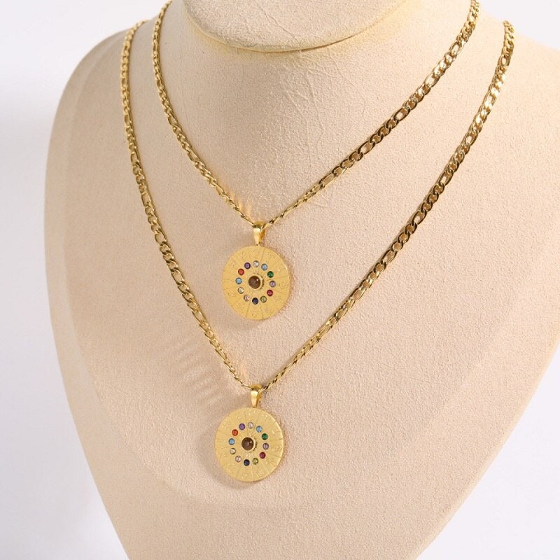 18K Gold Horoscope Charm, Gold Horoscope Necklace, Constellation Fashion Necklace for Women, Gift for Her